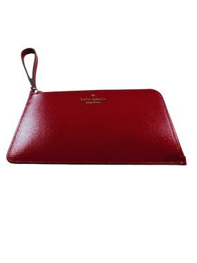 Kate Spade Lucy Red Patent Leather Wristlet Gold Zip Pouch NWT